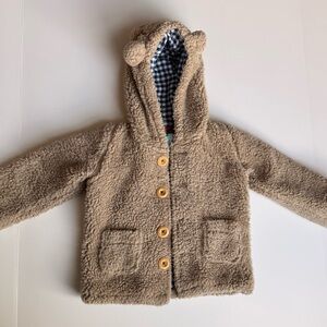 Baby Boden Teddy Fleece Hooded Jacket w/ Bear Ears | 18-24M